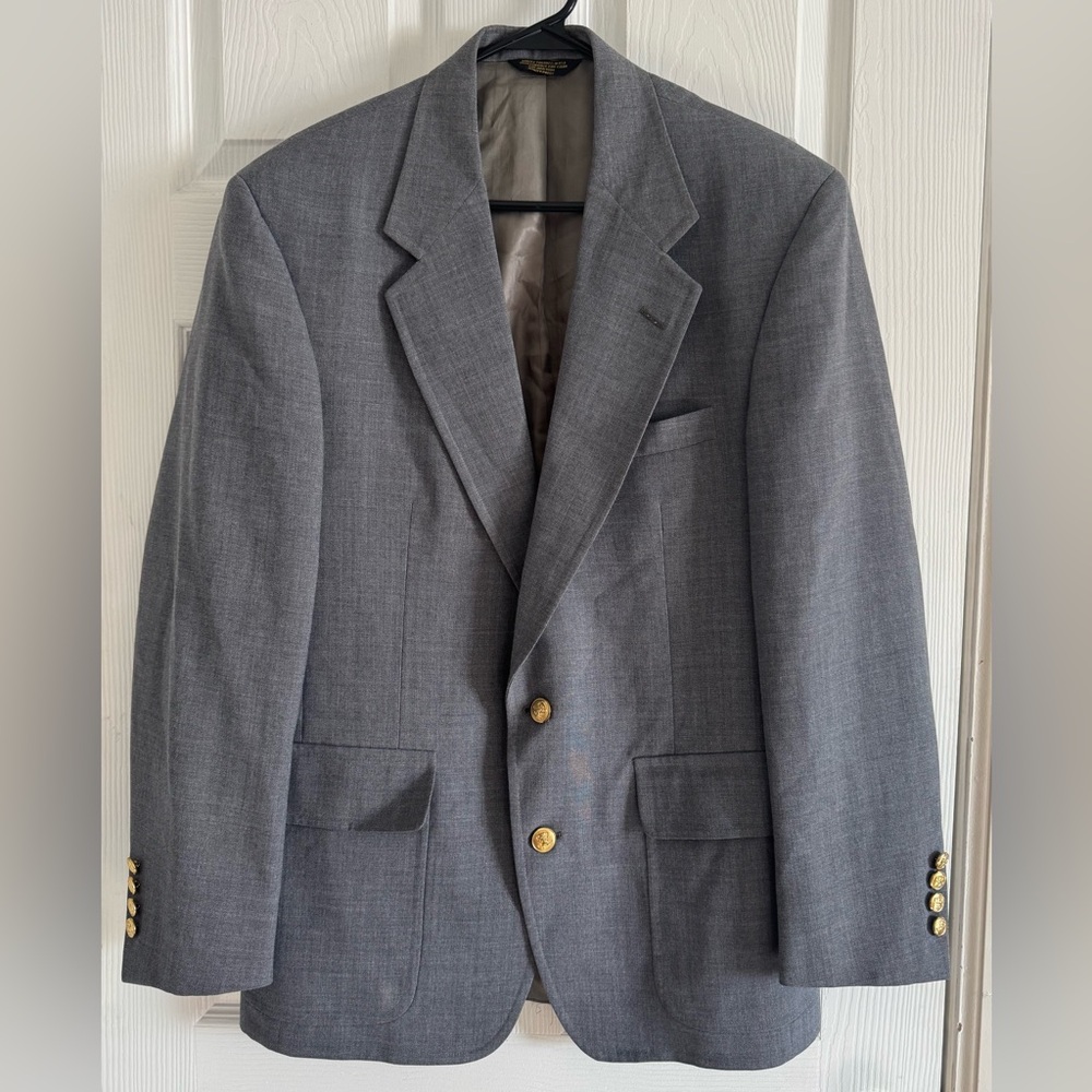 Vintage Palm Beach Custom Tailored Mens Blazer Jacket Gray No Size Tag